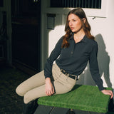 Solid Citizen Equestrian 'Kelly' | Technical Sport Pique | Recycled Nylon | Long Sleeve Polo | Black - Equiluxe Tack