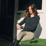 Solid Citizen Equestrian 'Kelly' | Technical Sport Pique | Recycled Nylon | Long Sleeve Polo | Black - Equiluxe Tack