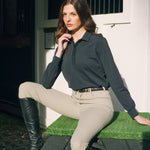 Solid Citizen Equestrian 'Kelly' | Technical Sport Pique | Recycled Nylon | Long Sleeve Polo | Black - Equiluxe Tack