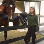 Solid Citizen Equestrian 'Kelly' | Technical Sport Pique | Recycled Nylon | Long Sleeve Polo | Olive - Equiluxe Tack