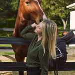 Solid Citizen Equestrian 'Kelly' | Technical Sport Pique | Recycled Nylon | Long Sleeve Polo | Olive - Equiluxe Tack