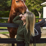 Solid Citizen Equestrian 'Kelly' | Technical Sport Pique | Recycled Nylon | Long Sleeve Polo | Olive - Equiluxe Tack