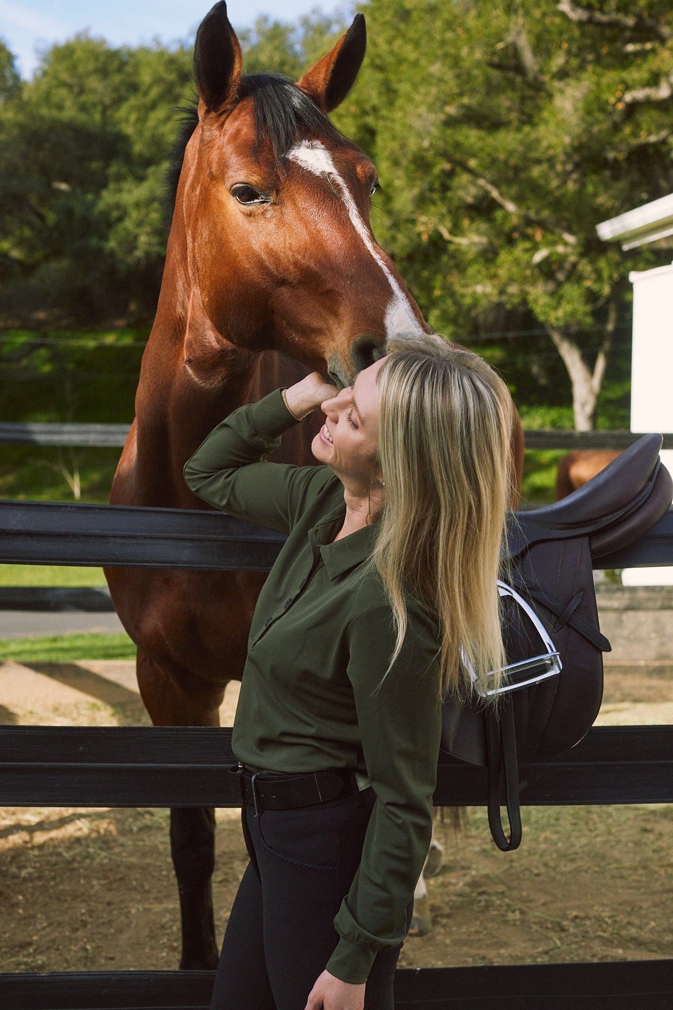 Solid Citizen Equestrian 'Kelly' | Technical Sport Pique | Recycled Nylon | Long Sleeve Polo | Olive - Equiluxe Tack