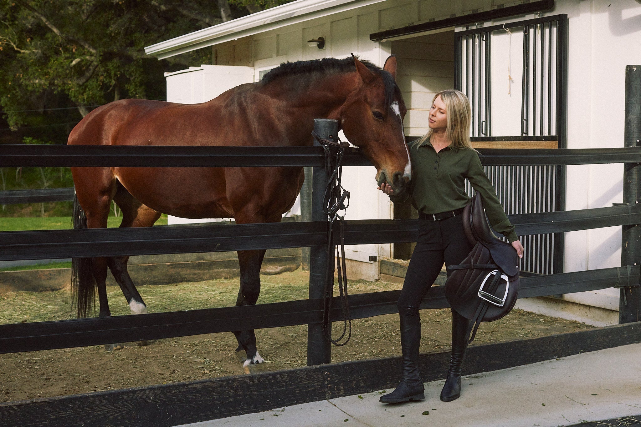 Solid Citizen Equestrian 'Kelly' | Technical Sport Pique | Recycled Nylon | Long Sleeve Polo | Olive - Equiluxe Tack