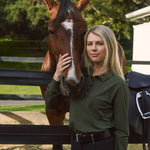 Solid Citizen Equestrian 'Kelly' | Technical Sport Pique | Recycled Nylon | Long Sleeve Polo | Olive - Equiluxe Tack