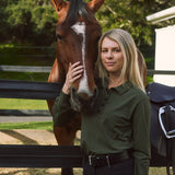 Solid Citizen Equestrian 'Kelly' | Technical Sport Pique | Recycled Nylon | Long Sleeve Polo | Olive - Equiluxe Tack