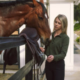 Solid Citizen Equestrian 'Kelly' | Technical Sport Pique | Recycled Nylon | Long Sleeve Polo | Olive - Equiluxe Tack
