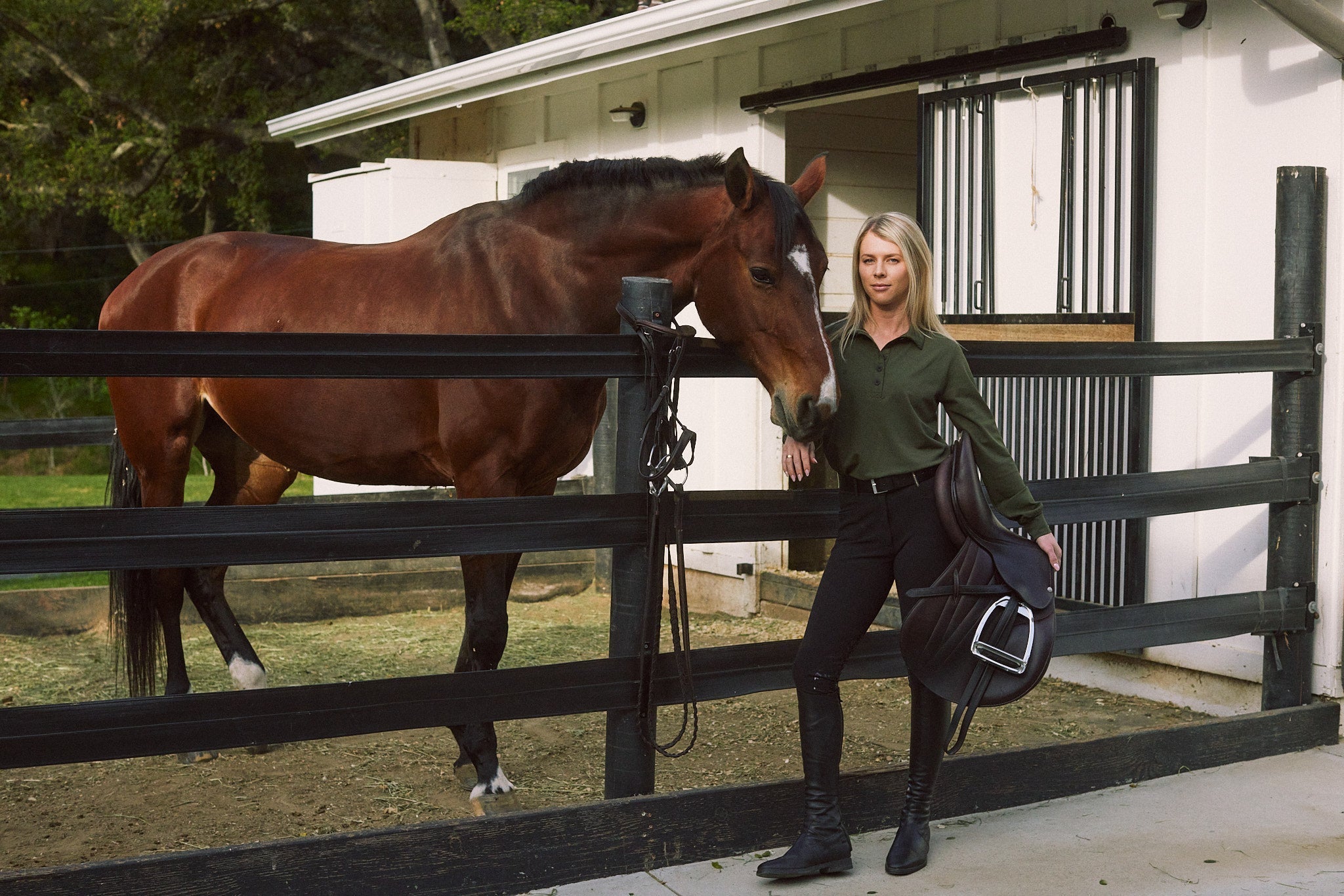 Solid Citizen Equestrian 'Kelly' | Technical Sport Pique | Recycled Nylon | Long Sleeve Polo | Olive - Equiluxe Tack