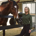 Solid Citizen Equestrian 'Kelly' | Technical Sport Pique | Recycled Nylon | Long Sleeve Polo | Olive - Equiluxe Tack
