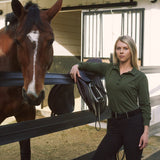 Solid Citizen Equestrian 'Kelly' | Technical Sport Pique | Recycled Nylon | Long Sleeve Polo | Olive - Equiluxe Tack