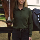 Solid Citizen Equestrian 'Kelly' | Technical Sport Pique | Recycled Nylon | Long Sleeve Polo | Olive - Equiluxe Tack