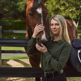 Solid Citizen Equestrian 'Kelly' | Technical Sport Pique | Recycled Nylon | Long Sleeve Polo | Olive - Equiluxe Tack