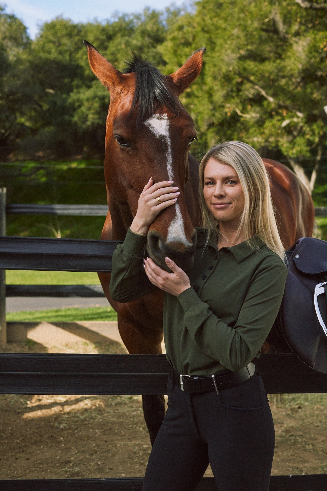 Solid Citizen Equestrian 'Kelly' | Technical Sport Pique | Recycled Nylon | Long Sleeve Polo | Olive - Equiluxe Tack