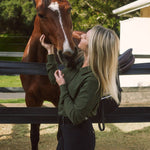 Solid Citizen Equestrian 'Kelly' | Technical Sport Pique | Recycled Nylon | Long Sleeve Polo | Olive - Equiluxe Tack