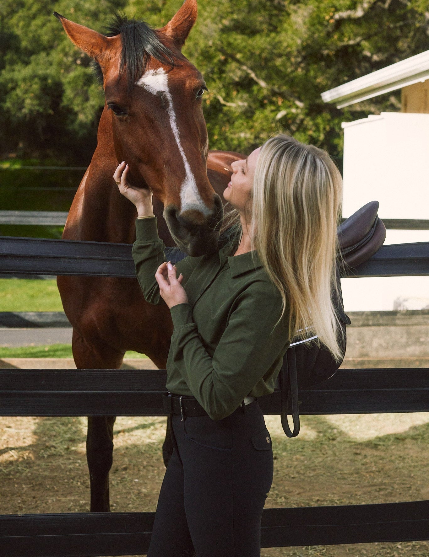 Solid Citizen Equestrian 'Kelly' | Technical Sport Pique | Recycled Nylon | Long Sleeve Polo | Olive - Equiluxe Tack