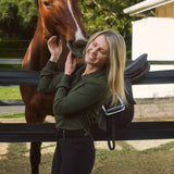Solid Citizen Equestrian 'Kelly' | Technical Sport Pique | Recycled Nylon | Long Sleeve Polo | Olive - Equiluxe Tack