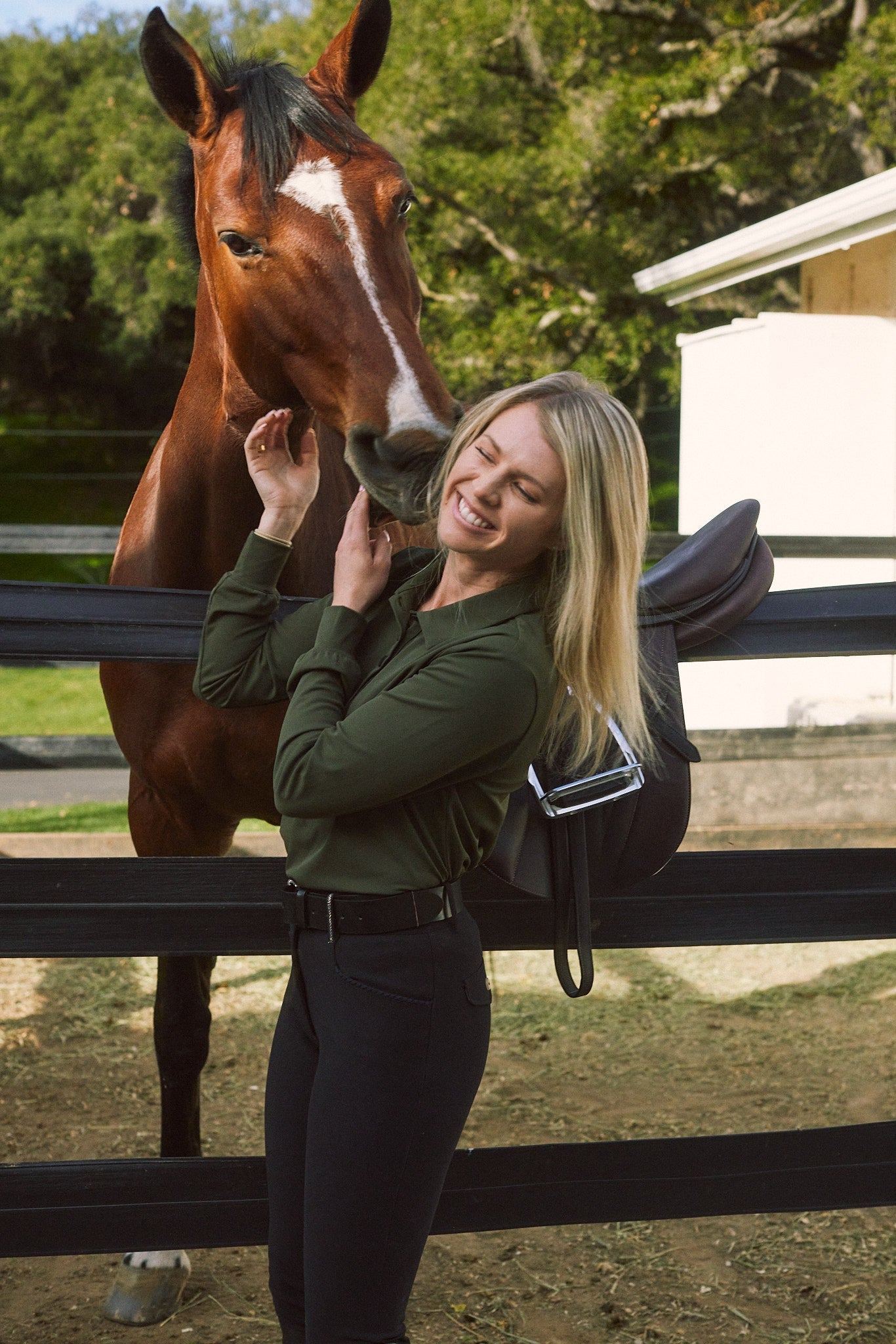 Solid Citizen Equestrian 'Kelly' | Technical Sport Pique | Recycled Nylon | Long Sleeve Polo | Olive - Equiluxe Tack