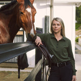 Solid Citizen Equestrian 'Kelly' | Technical Sport Pique | Recycled Nylon | Long Sleeve Polo | Olive - Equiluxe Tack