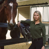 Solid Citizen Equestrian 'Kelly' | Technical Sport Pique | Recycled Nylon | Long Sleeve Polo | Olive - Equiluxe Tack