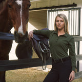 Solid Citizen Equestrian 'Kelly' | Technical Sport Pique | Recycled Nylon | Long Sleeve Polo | Olive - Equiluxe Tack