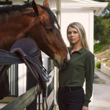 Solid Citizen Equestrian 'Kelly' | Technical Sport Pique | Recycled Nylon | Long Sleeve Polo | Olive - Equiluxe Tack