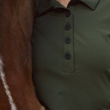 Solid Citizen Equestrian 'Kelly' | Technical Sport Pique | Recycled Nylon | Long Sleeve Polo | Olive - Equiluxe Tack