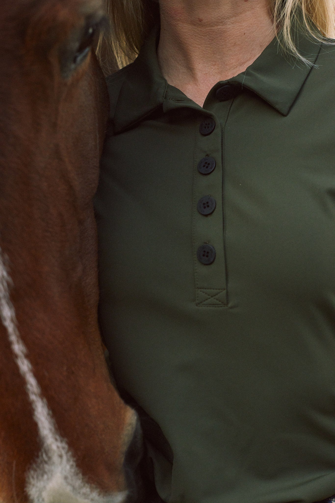 Solid Citizen Equestrian 'Kelly' | Technical Sport Pique | Recycled Nylon | Long Sleeve Polo | Olive - Equiluxe Tack