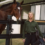 Solid Citizen Equestrian 'Kelly' | Technical Sport Pique | Recycled Nylon | Long Sleeve Polo | Olive - Equiluxe Tack