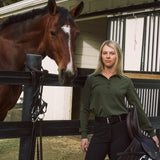 Solid Citizen Equestrian 'Kelly' | Technical Sport Pique | Recycled Nylon | Long Sleeve Polo | Olive - Equiluxe Tack