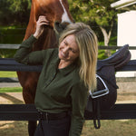 Solid Citizen Equestrian 'Kelly' | Technical Sport Pique | Recycled Nylon | Long Sleeve Polo | Olive - Equiluxe Tack