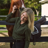Solid Citizen Equestrian 'Kelly' | Technical Sport Pique | Recycled Nylon | Long Sleeve Polo | Olive - Equiluxe Tack