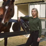 Solid Citizen Equestrian 'Kelly' | Technical Sport Pique | Recycled Nylon | Long Sleeve Polo | Olive - Equiluxe Tack