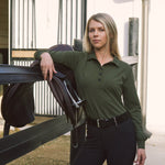 Solid Citizen Equestrian 'Kelly' | Technical Sport Pique | Recycled Nylon | Long Sleeve Polo | Olive - Equiluxe Tack