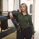 Solid Citizen Equestrian 'Kelly' | Technical Sport Pique | Recycled Nylon | Long Sleeve Polo | Olive - Equiluxe Tack