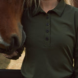 Solid Citizen Equestrian 'Kelly' | Technical Sport Pique | Recycled Nylon | Long Sleeve Polo | Olive - Equiluxe Tack