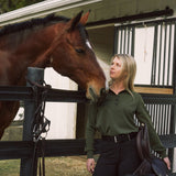 Solid Citizen Equestrian 'Kelly' | Technical Sport Pique | Recycled Nylon | Long Sleeve Polo | Olive - Equiluxe Tack