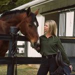 Solid Citizen Equestrian 'Kelly' | Technical Sport Pique | Recycled Nylon | Long Sleeve Polo | Olive - Equiluxe Tack