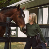 Solid Citizen Equestrian 'Kelly' | Technical Sport Pique | Recycled Nylon | Long Sleeve Polo | Olive - Equiluxe Tack