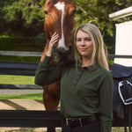 Solid Citizen Equestrian 'Kelly' | Technical Sport Pique | Recycled Nylon | Long Sleeve Polo | Olive - Equiluxe Tack