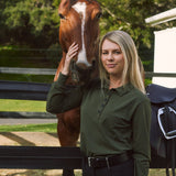 Solid Citizen Equestrian 'Kelly' | Technical Sport Pique | Recycled Nylon | Long Sleeve Polo | Olive - Equiluxe Tack