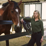 Solid Citizen Equestrian 'Kelly' | Technical Sport Pique | Recycled Nylon | Long Sleeve Polo | Olive - Equiluxe Tack