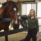 Solid Citizen Equestrian 'Kelly' | Technical Sport Pique | Recycled Nylon | Long Sleeve Polo | Olive - Equiluxe Tack