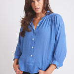 Solid Citizen Equestrian 'Lee' | Mandarin Collar Button Blouse | French Blue - Equiluxe Tack