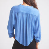 Solid Citizen Equestrian 'Lee' | Mandarin Collar Button Blouse | French Blue - Equiluxe Tack