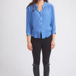 Solid Citizen Equestrian 'Lee' | Mandarin Collar Button Blouse | French Blue - Equiluxe Tack