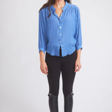 Solid Citizen Equestrian 'Lee' | Mandarin Collar Button Blouse | French Blue - Equiluxe Tack