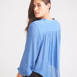 Solid Citizen Equestrian 'Lee' | Mandarin Collar Button Blouse | French Blue - Equiluxe Tack