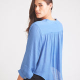 Solid Citizen Equestrian 'Lee' | Mandarin Collar Button Blouse | French Blue - Equiluxe Tack