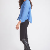Solid Citizen Equestrian 'Lee' | Mandarin Collar Button Blouse | French Blue - Equiluxe Tack