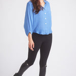 Solid Citizen Equestrian 'Lee' | Mandarin Collar Button Blouse | French Blue - Equiluxe Tack